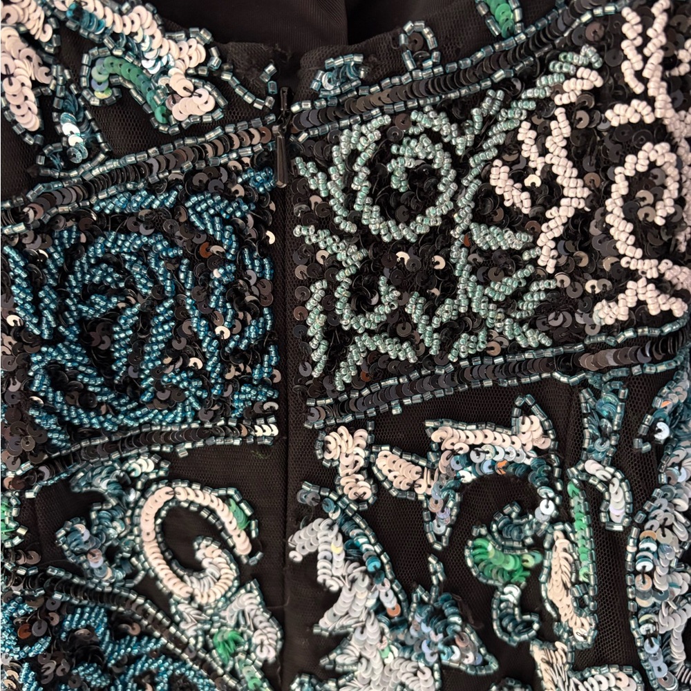 Sherri Hill Patterned Beaded Cocktail Dress - Picture 5 of 8